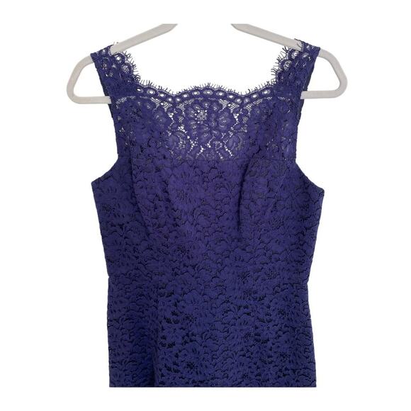 Shoshanna Navy Blue Lace Scalloped Sleeveless Mini Cocktail Dress 10 - Picture 5 of 13